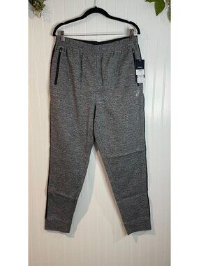 Asics Mens Heathered Gray Joggers With Black Side Panels Elastic Waistband